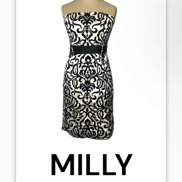 Authentic Milly designer strapless print dress sz 4 - Picture 1 of 11